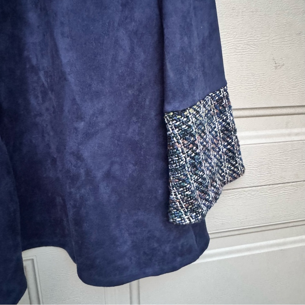 Navy Blazer with Tweed Accents - Picture 9 of 10